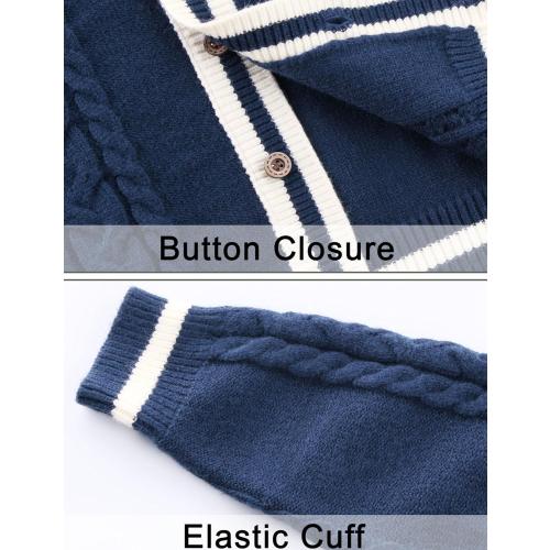 Wei Juan Toddler Knitted Cardigans Long Sleeve Button Down V-neck Sweater Kid Boy Girl Knitwear Cotton Coat Fall Winter Spring