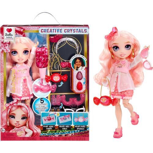Rainbow High Creative Crystals Bella - Pink 11” Fashion Doll with Crystal Accessory Make It Kit, Ring for You, DIY, Crafts, Resin Play, Kids Gift 8