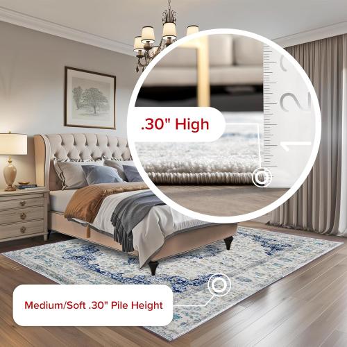 Nuloom Verona Blue/Off-White, 2' x 3', Vintage Medallion, Soft and Cozy, High Traffic, Stain Resistant, Easy Clean, Durable Area Rug for Bedroom, Living Room, Dining Space, Den, Foyer, Entryway