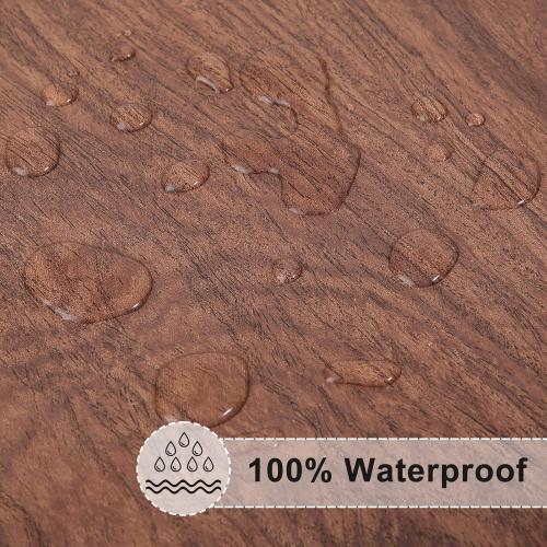 misaya Round Fitted Tablecloth with Elastic Edge, 100% Waterproof Oil Proof Plastic Table Cover, Vinyl Flannel Backed Tablecloth Fits 45-56 Round Tables for Dinner, Outdoor, Picnic, Oak Wooden Grain