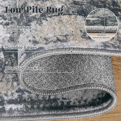 Area Rug for Living Room, Washable Modern Abstract Large Area Rug Neutral Soft Non Slip Kids Rug Stain Resistant Indoor Carpet for Bedroom Dining Room Playroom Office
