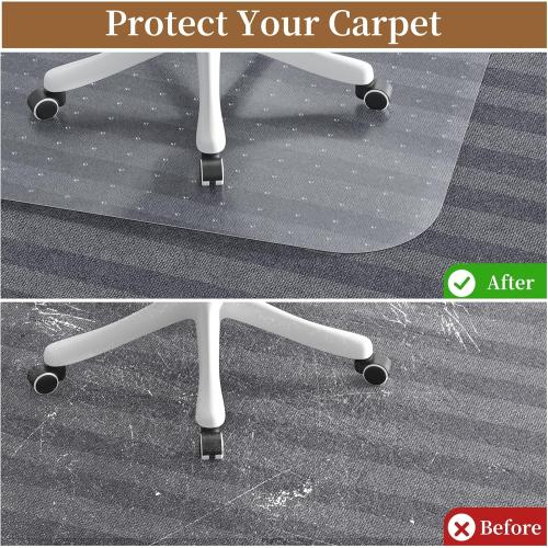 MESHDO Office Chair Mat for Carpet, 48 X 48 X 0.09 Desk Chair Mat for Carpet Floors, Clear and Thick Rolling Computer Chair Mats with Non-Slip Studded for Home and Office Low Pile Carpets