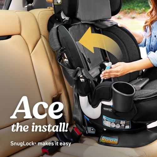Graco Turn2Me 3-in-1 Rotating Convertible Car Seat, Brighton, Rear-Facing Rotation Only, Forward-Facing Mode, Highback Booster Up to 100 lbs, Adjustable Headrest & Harness, Steel Reinforced Frame (DARK GREY)