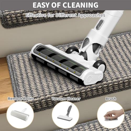 Brakki Bullnose Carpet Stair Treads, Stair Treads for Wooden Steps Indoor Runner and Pets, Non Slip Soft Edging Staircase Protectors, Washable, 29.5x9.5x1.5 7pcs, Grey and Cream