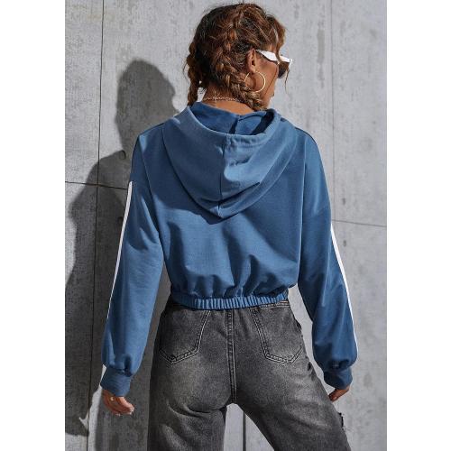 size Medium -Women's Casual Long Sleeve Cropped Top Hoodie Drawstring Workout Sweatshirts