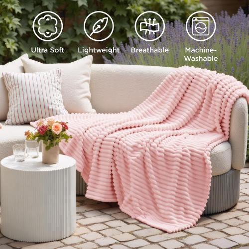 Bedsure Soft Coral Pink Throw Blanket for Couch Decor Gifts 50x70 | Birthday Gifts for Women Mom Her, Warm Lightweight Cozy Fluffy Throw Blanket Sofa, Dorm Room Home Decor, Machine Washable
