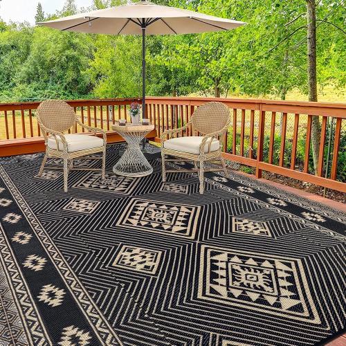 HiiARug Outdoor Rug for Patios Clearance 8'x10' Plastic Straw Rug Waterproof Reversible RV Mat Outdoor Area Rugs for RV, Backyard, Deck, Camping