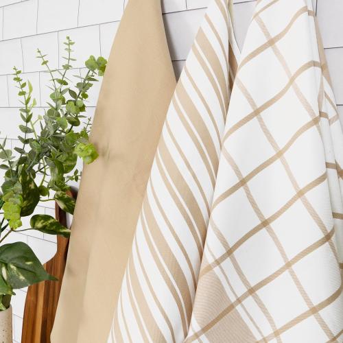 All-Clad Woven Bistro Kitchen Towels: Highly Absorbent, Super Soft Long Lasting - 100% Cotton, 20x30 Dish Towels for Cleaning & Drying Dishes, Pans, Glassware, or Countertops, (6-Pack), Cappuccino