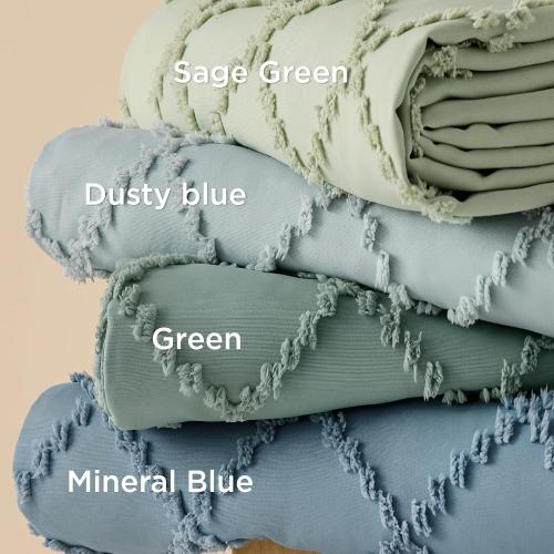 Bedsure Mineral Blue Boho Duvet Cover King, Soft Vintage Embroidery