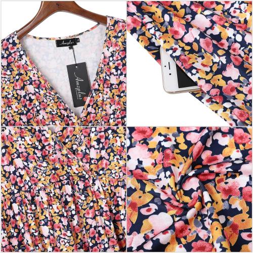 Size 3XL AMZ Plus Womens Plus Size Casual Dress Wrap Dress Swing Dresses Plus Size a Line Party Mini Dress