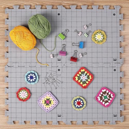 Mr. Pen- Interlocking Blocking Mats, 12” x 12”, 4 Pack with 50 T-Pins | For Knitting & Crochet Projects, Foam Board Design, Includes Pins for Yarn Craft Blocking