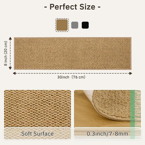 15PCS Non-Slip Stair Treads - 8x30 Edging Stair Treads for Wooden Steps Washable Peel and Stick Indoor Stairs Tread Rug Stain Resistant Staircase Mat for Kids and Pets(15pc, Brown)