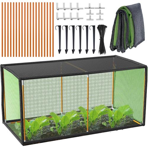 Garden Mesh Plant Enclosure, Plant Shade with Bracket, Mesh Plant Cover, Raised Beds Row Cover Net for Fruits Vegetables Seedlings Flowers, Plant Protection Tent-2.95ft*1.47ft*1.47ft