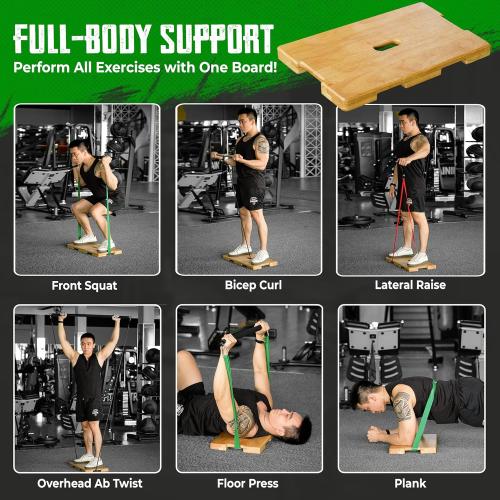 Wood Fitness Board, Exercise Platform or Wooden Exercise Board for Resistance Band Exercises, Resistance Band Workout, Stretching, Strength, Flexibility and Balance for Body HomeGym