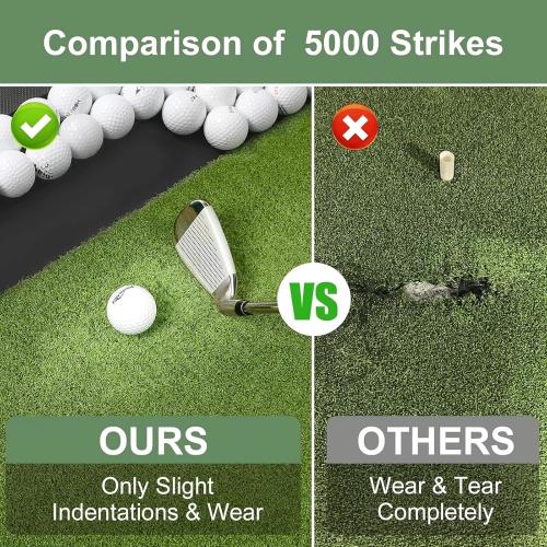 Integrated 5x4ft 6x4ft & 6x5ft 26mm-31mm Golf Mat with Ball Tray, Thickening Golf Mats Practice Outdoor & Indoor Artificial Turf Matt with 3 Tees