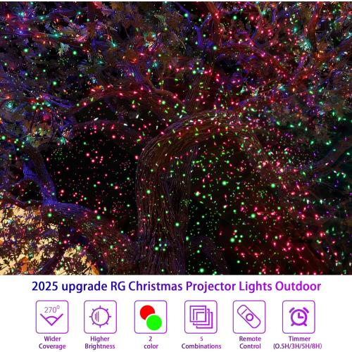 Christmas Projector Lights Outdoor, BINKBANG Red & Green Christmas Light Projector with Remote & Timer, IP65 Waterproof Outdoor Holiday Decoration Light for Party, Yard & Patio