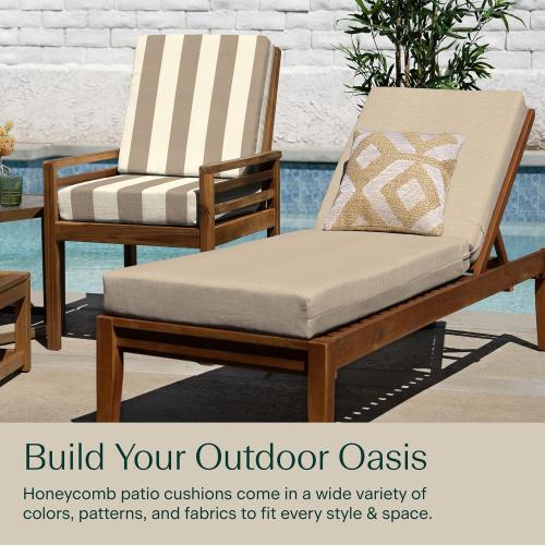 Honeycomb Outdoor Heritage Chaise Cushion for Patio Furniture, 21.5 x 70 | Textured Solid Almond Chair Cushion, Water & Fade Resistant, Reversible Design, Removable Cover for Outdoor Furniture