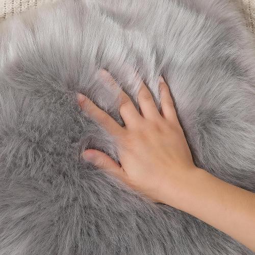 linmopm Faux Fur Sheepskin Rug, Grey, Small Runner | Shag Fluffy Fuzzy, High-Density Cushion, For Bedroom Bedside Living Room, Plush Carpet, Sofa Cover