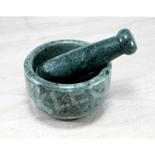 5 Diameter Natural Stone Mortar and Pestle Set as Spice Grinder, Medicine Masher - Okhli & Musal (Green)