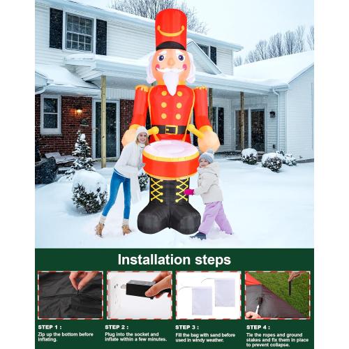 VCOKEN 12FT Christmas Inflatables Nutcracker Outdoor Decorations, Giant Christmas Inflatable with Big Bass, Built-in LEDs Inflatable Nutcracker Blow Ups for Xmas Decor Holiday Party Yard Garden Lawn