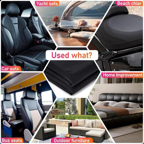 Self-Adhesive Marine Vinyl Faux Leather: Meneng 2 Yard Roll Heavy Duty Boat Seat Vinyl - Waterproof & Scratch-Resistant for Marine Upholstery - Leather Repair Patch for Furniture Sofa Couch