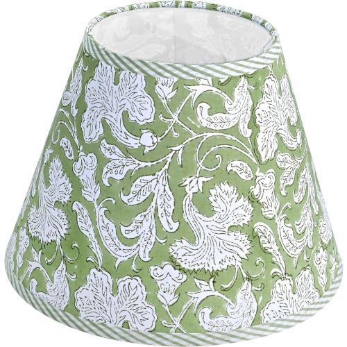 Ridhi Sage Green Hand Block Print Lampshade UNO Fitter (1.57” Inner Ring -33mm) 7” Top x 13” Bottom x 10” Height Cotton Fabric Table Lamp Shade for Bedside, Buffet Gift For Mother's Day