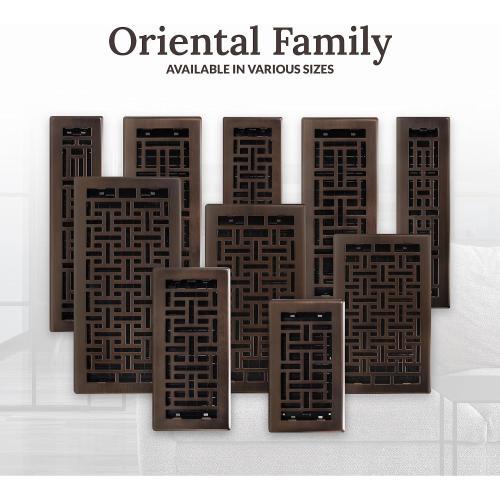 Decor Grates AJH614-RB Oriental Floor Register, 6X14 Inches, Rubbed Bronze Finish