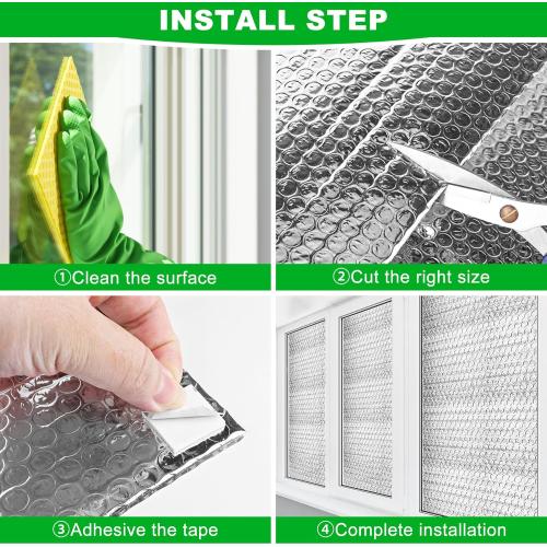 16P Garage Door Insulation Panels Kit 0.24T Double Bubble Reflective Aluminum Foil 6MM Sheet Thermal Pre-Cut Insulation Shield 120 Tapes Winter Clod and Summer Heat for Attic Garage Wall (24 x 48)