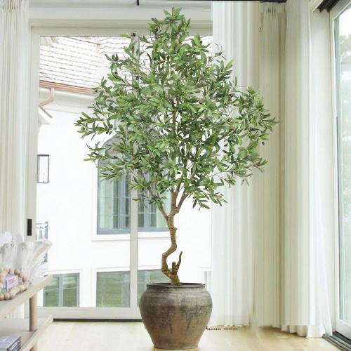 Roselywed Artificial Olive Tree 8FT with 2190 Leaves & White Planter Realistic Tall Large Fake Faux Silk Plant 94 Inch for Indoor Home Office Porch Mall Restaurant Hotel School Decor Housewarming Gift