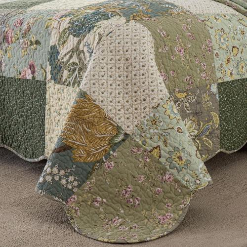 YAYIDAY Quilts Queen Size Patchwork Bedspread Set - 100% Cotton Reversible Breathable Floral Quilted Quilt with Pillow Shams Fit All Season