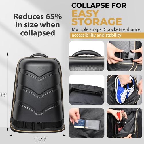 Hard Case Top 1680D Heavy Duty Oxford Fabric Travel Bag for Airlines with Wheels – Includes Custom Cover, Support Rod and TSA Lock. Excellent Protection, Foldable, Lightweight and Durable