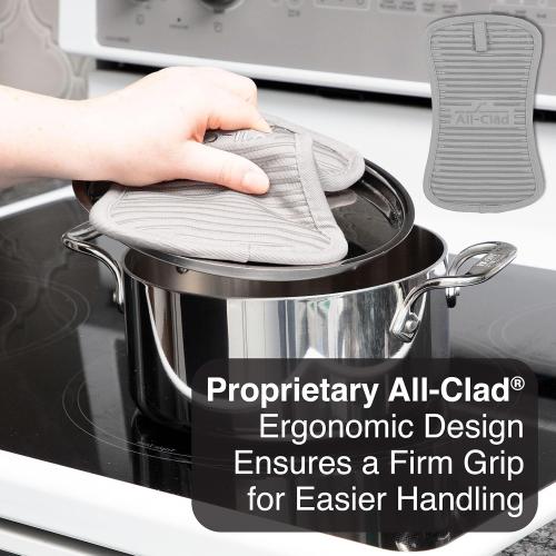All-Clad Premium Pot Holder & Hot Pad: Heat Resistant to 500 Degrees - 100% Cotton, 10x6.25 Hot Pad for Kitchen and Barbeque, (6-Pack), Titanium