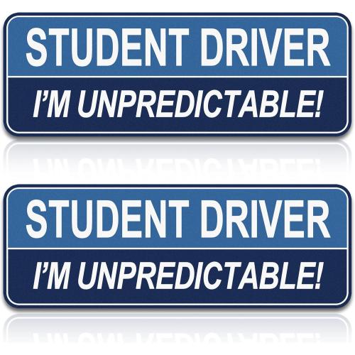 2pcs Student Driver Magnet for Car,Safety Warning Be Patient New Driver Sticker-Colorful,Eflective,Weather Resistant Bumper Sticker Magnetic Reflective Rookie Drive(Blue)