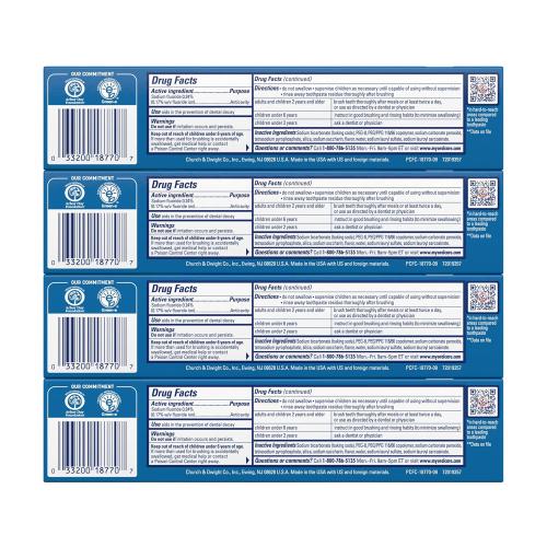 ARM & HAMMER Peroxicare Toothpaste for Gum Health, Baking Soda Toothpaste for Adults, Fluoride, Clean Mint, 6.0 oz (Pack of 4)