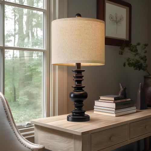 BOBOMOMO 20 Table Lamp Set of 2 for Bedroom Living Room Vintage Rustic Traditional Nightstand Bedside Lamps（Suitable for Decorating Small Areas）