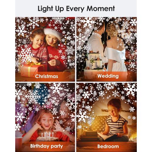 Christmas Projector Lights Outdoor, Snowflake Projector Lights Double Head Waterproof, LED Snowfall for Indoor Outdoor Rotating Christmas Decoration for Wedding Yard Holiday Used