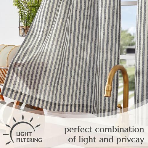 jinchan Linen Kitchen Curtains 24 Inch Length Striped Tier Curtains Ticking Stripe Small Drapes for Living Room Bathroom Cafe Small Window Farmhouse Rustic Pinstripe Rod Pocket 2 Panels Black