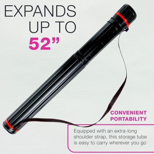 U.S. Art Supply Poster Tube - Telescoping Adjustable (30.25 - 52) - 4 Diameter Durable Carrier for Art, Blueprints, Drafting, Transport & Storage