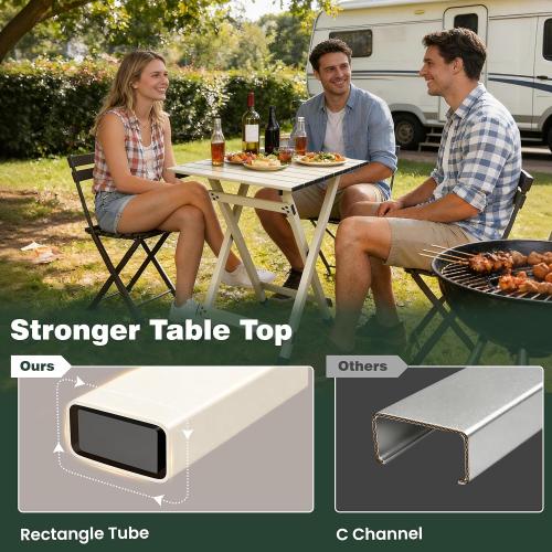 SUNNYFEEL Folding Camping Table - Lightweight Aluminum Portable Picnic Table, 18.5x18.5x24.5 Inch for Cooking, Beach, Hiking, Travel, Fishing, BBQ, Indoor Outdoor Small Foldable Camp Tables ‼️has mild scratches ‼️