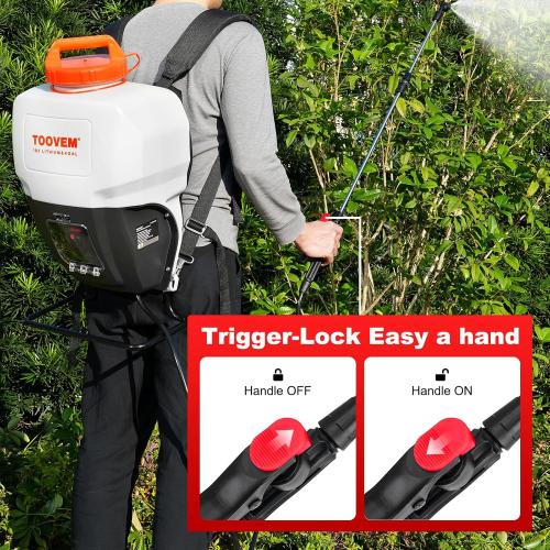 Toovem 4 Gallon Battery Powered Backpack Sprayer - Electric Garden Sprayer with 18V Strong Battery, Automatic Pressurization, 4 Nozzles, Comfortable Design for Lawn, Garden, Farms & Orchards Spraying