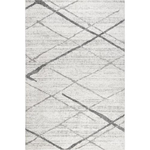 nuLOOM 4x11 Thigpen Contemporary Area Rug, Grey, Abstract Lines, Non-Slip Backing, Stain Resistant, For Bedroom, Dining Room, Living Room, Hallway, Office, Kitchen, Entryway
