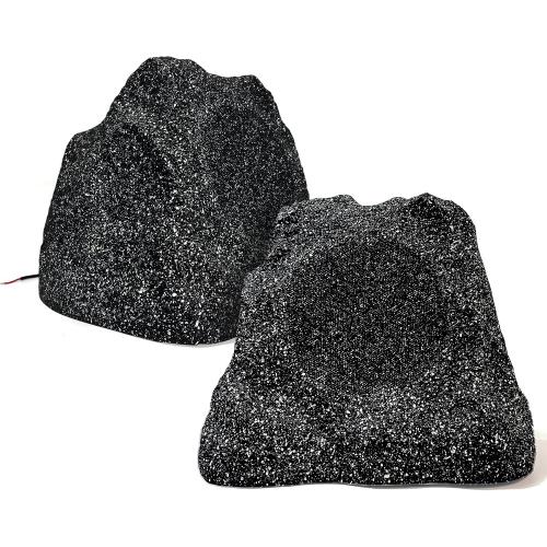 BLACK WITH WHITE DOTS STUDIOFINIX Outdoor Rock Speakers Waterproof, 600 Watt 8 Inch Superior Timbre IPX7 Weatherproof Design for Garden,Patio,Pool,Deck,BBQ (Pair)