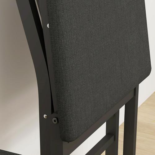 JOIN IRON Folding Dining Chair Set of 2, Rustic Brown Wood Seat with Metal Frame, Foldable Kitchen Chairs, No Assembly Required, Space Saving Chairs for Small Apartment and Dining Room (Black)