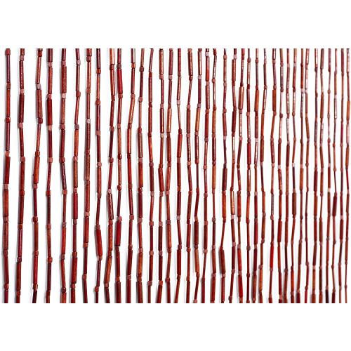 Natural Dark Brown Bamboo Beaded Curtain Room Divider Plain Design-Bamboo and Wooden Doorway Beads-Boho Bohemian Curtain 38 Strands 36 Wx78 H