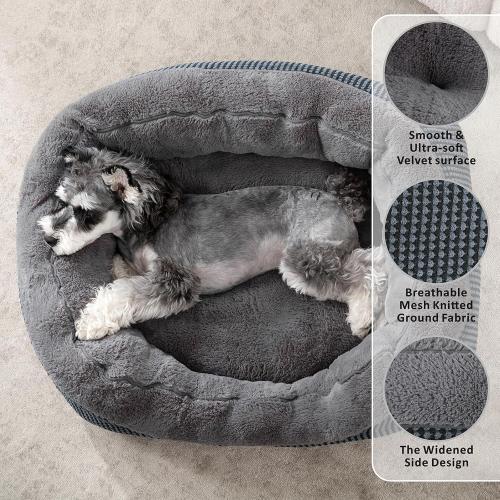 Dark Grey Small INVENHO Dog Bed for Small Dogs, Cat Beds for Indoor Cats Washable, Orthopedic Dog Bed, Warming Soft Calming Sleeping Puppy Bed Durable Pet Bed with Anti-Slip Bottom