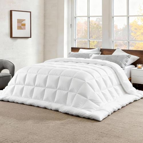 Bedsure Comforter Duvet Insert - Quilted Comforters Cal King Size, All Season Duvet, GentleSoft Down Alternative Bedding, with 8 Tabs, Gifts for Women/Men, White,Alaskan King 130x120 Inches