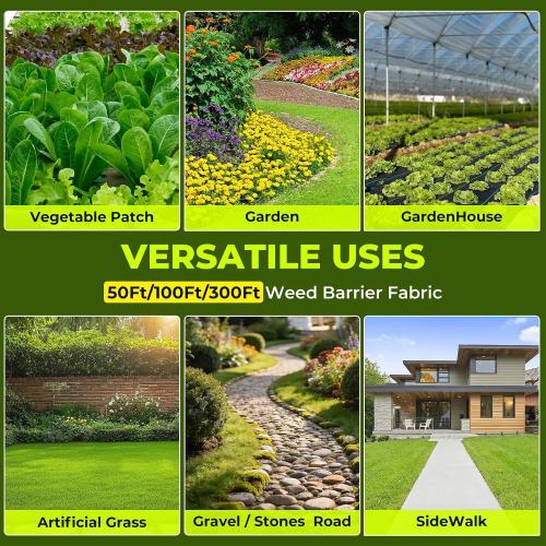 4ft x 300ft Weed Barrier Landscape Fabric, 3.2oz Heavy Duty Woven Fabric | Block Gardening Mat Ground Cover, Weed Control Garden Cloth for Gardening Ground, Landscaping, Driveway