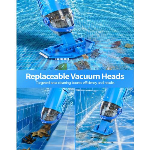 KimPump Cordless Pool Vacuum Cleaner, Suitable for Ultra-fine Impurity Filtration, 20.5 GPM Handheld Pool Vacuum for Above Ground & Inground Pools, Spa Vacuum for Hot Tub-Lightblue