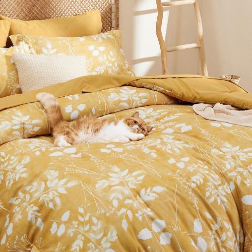 Bedsure twin Comforter Set - 2 Pieces Floral Yellow Soft Bedding Sets