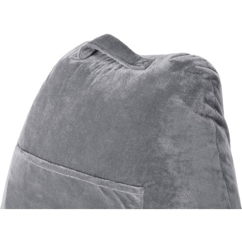 Husband Pillow Dark Grey, Standard  Original Reading Pillow in Bed Rest Chair, Shredded Memory Foam Large Lounge Cushion Adult Backrest w/Arms, Comfy Back Support for Sit Sitting Up, Removable Cover
